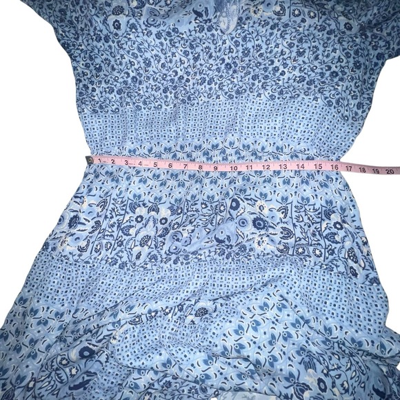 J.McLaughlin Womens Dress Large Blue Floral Tiered‎ Peasant Bohemian Cottagecore - Picture 9 of 11